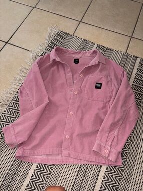 Vans Pink Corduroy Button-Down Shirt with Chest Patch